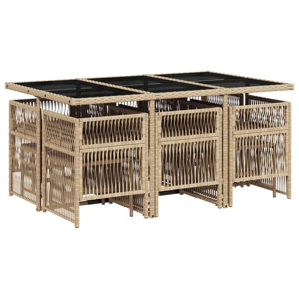 vidaXL 11-dielna z&aacute;hrad. jed&aacute;lensk&aacute; sada vank&uacute;&scaron;e mix b&eacute;žovej polyratan