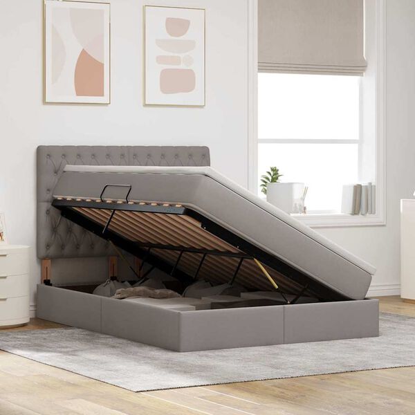 vidaXL Postel s &uacute;ložn&yacute;m prostorem a matrac&iacute; Sivohned&aacute; 140 x 190 cm