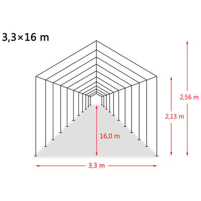 vidaXL Odnímateľný prístrešok pre dobytok PVC 550 g/m², 3,3x16 m, zelený