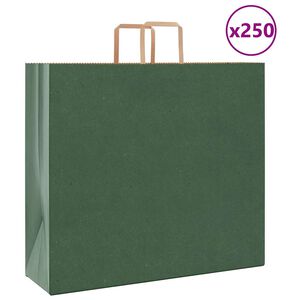 vidaXL Papierov&eacute; ta&scaron;ky 250 ks s r&uacute;čkami, zelen&eacute;, 54x15x49 cm