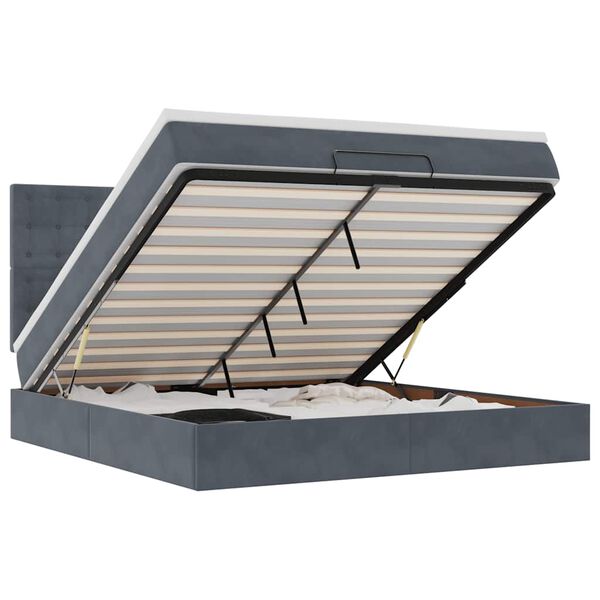 vidaXL Osmansk&yacute; r&aacute;m postele s matracmi tmavosiv&aacute; 180x200 cm zamat