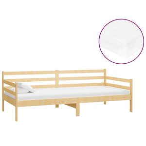 vidaXL Denn&aacute; posteľ s matracom 90x200 cm, borovicov&yacute; mas&iacute;v