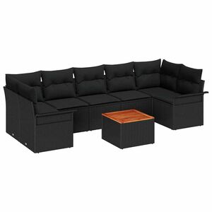 vidaXL S&uacute;prava z&aacute;hradn&yacute;ch pohoviek s vank&uacute;&scaron;om 8 pcs Čierna polyratan