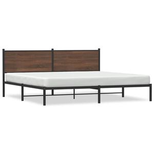 vidaXL Kovov&yacute; posteľn&yacute; r&aacute;m bez matraca hned&yacute; dub 200x200 cm