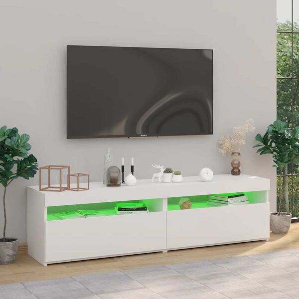 vidaXL TV skrinky 2 ks s LED svetlami leskl&eacute; biele 75x35x40 cm