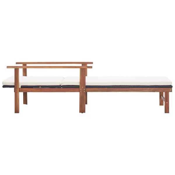 vidaXL Z&aacute;hradn&eacute; ležadlo s podložkou, polyratan a ak&aacute;ciov&yacute; mas&iacute;v,čierne