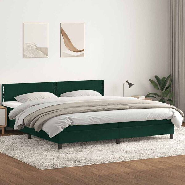 vidaXL Box Spring Posteľ s matracom Tmavo zelen&aacute; 200x210 cm Zamat