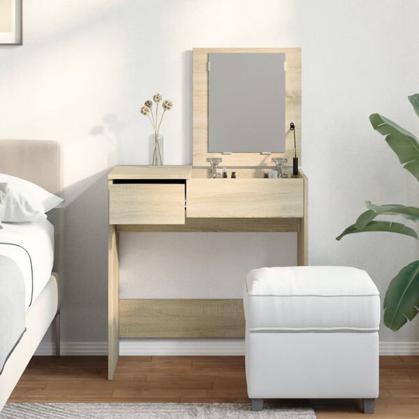 vidaXL Toaletn&yacute; stol&iacute;k so zrkadlom dub sonoma 73x46,5x120 cm