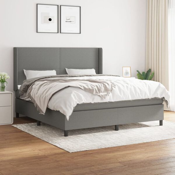 vidaXL Boxspring posteľ s matracom tmavosiv&aacute; 180x200 cm l&aacute;tka