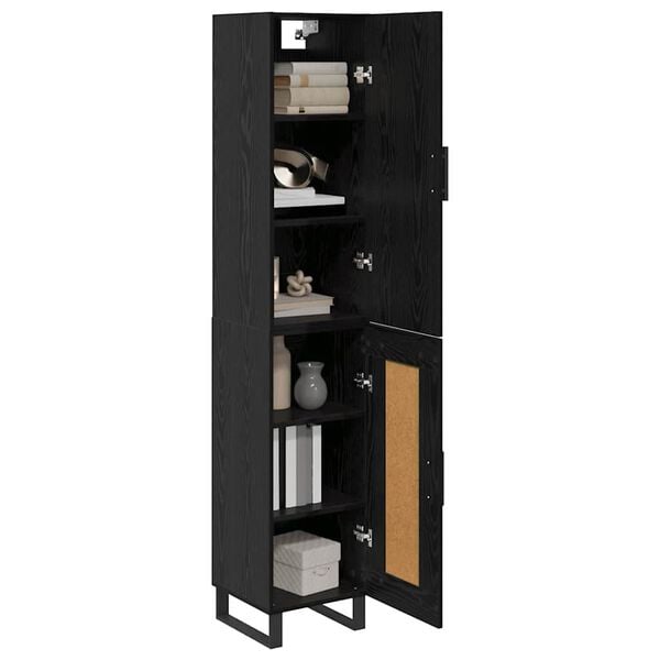 vidaXL Highboard Čierny dub 34,5 x 34 x 180 cm Kompozitn&eacute; drevo