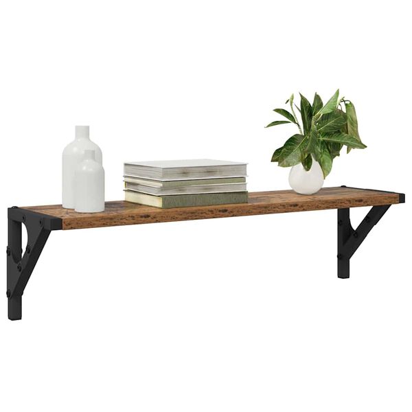 vidaXL Stenné police s poličkou 2 pcs Staré drevo 60 x 15 x 15,5 cm