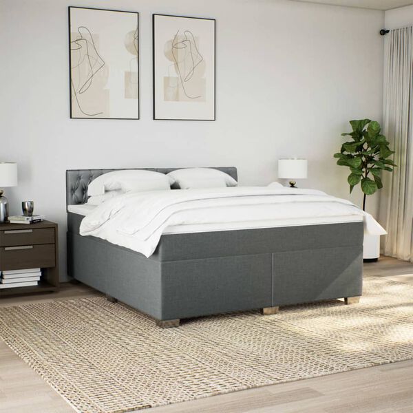 vidaXL Boxspring posteľ s matracom tmavosiv&aacute; 180x200 cm l&aacute;tka
