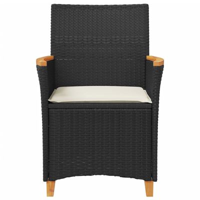 vidaXL Záhradné stoličky s vankúšmi 2 ks čierne polyratan a masív