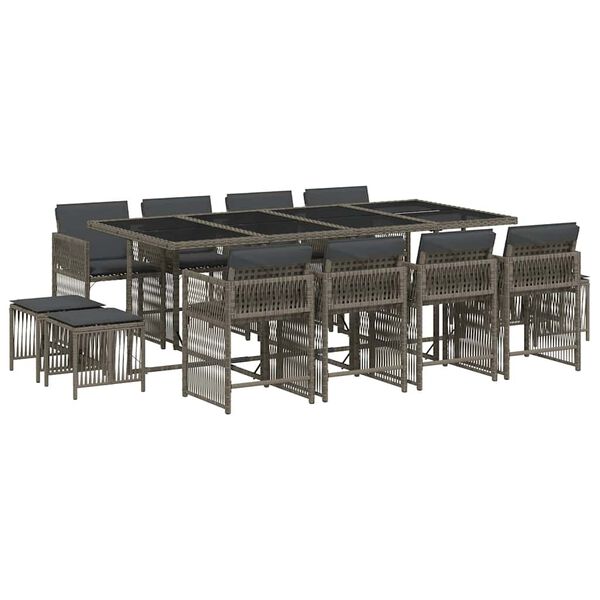 vidaXL 13-dielna z&aacute;hrad. jed&aacute;lensk&aacute; s&uacute;prava s vank&uacute;&scaron;mi siv&aacute; polyratan