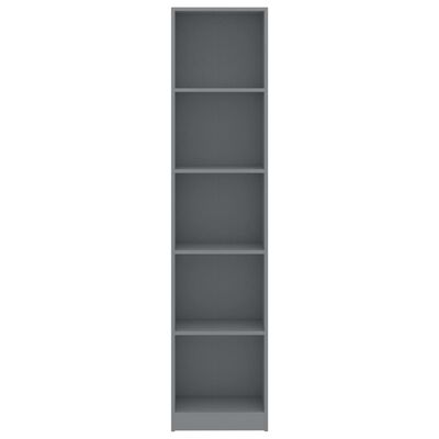 vidaXL Knižnica, 5 políc, sivá 40x24x175 cm, kompozitné drevo
