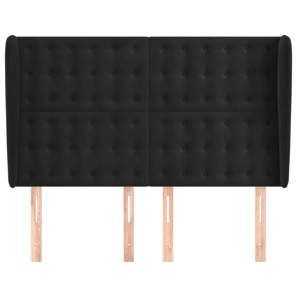 vidaXL Čelo postele so z&aacute;hybmi čierne 147x23x118/128 cm zamat