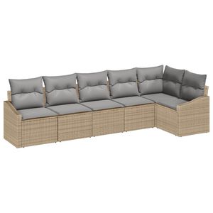 vidaXL S&uacute;prava z&aacute;hradn&yacute;ch pohoviek 6 ks Beige a svetlo &scaron;ed&aacute; polyratan