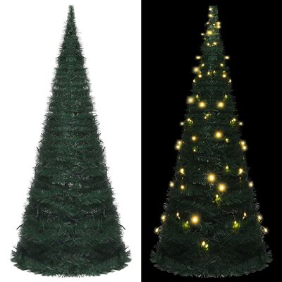 vidaXL Rozkladací osvetlený umelý vianočný stromček, zelený 210 cm