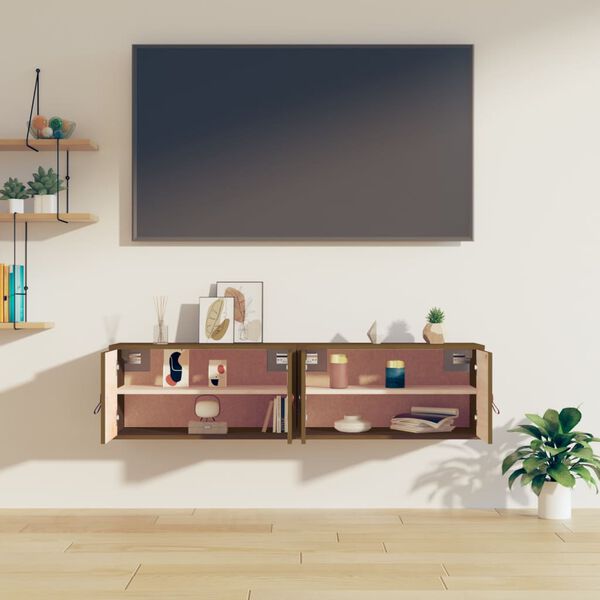 vidaXL N&aacute;stenn&eacute; skrinky 2 ks medovohned&eacute; 60x30x30 cm mas&iacute;vna borovica