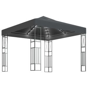 vidaXL Alt&aacute;nok s LED reťazou 3x3 m, antracitov&yacute;, l&aacute;tka