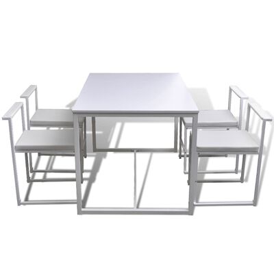 vidaXL 5-dielna jedálenská súprava stola a stoličiek, biela