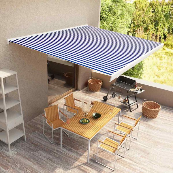 vidaXL Kazetov&aacute; mark&iacute;za s motorom 450x300 cm modr&aacute; a biela