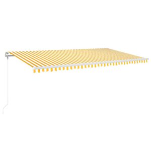 vidaXL Automatick&aacute; mark&iacute;za, LED a senzor vetra 600x300 cm, žlt&aacute;/biela