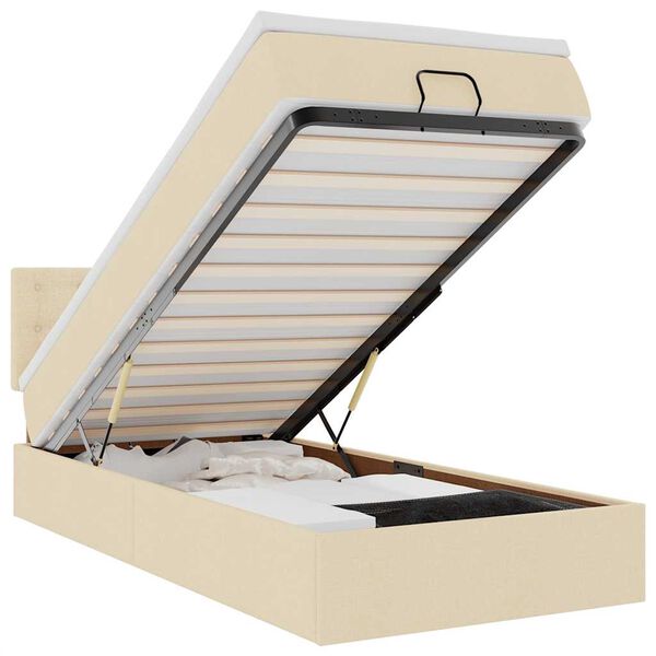 vidaXL Osmansk&aacute; posteľ s matracom kr&eacute;mov&aacute; 90x200 cm l&aacute;tka