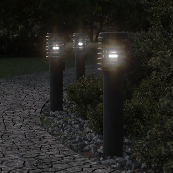 vidaXL Vonkaj&scaron;ie stojace lampy z&aacute;suvka 3 ks čierne 60 cm nehrdz. oceľ