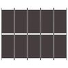 vidaXL 5-panelový paraván hnedá 250x200 cm látkový