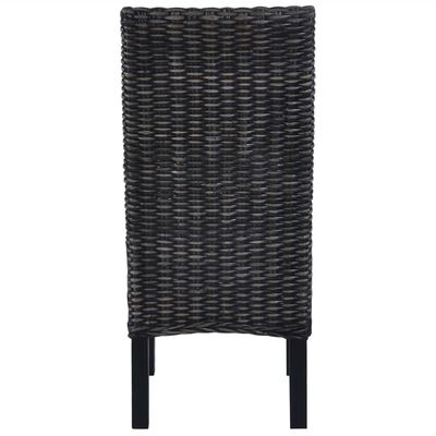 vidaXL Jedálenské stoličky 6 ks, čierne, kubu ratan a mangové drevo