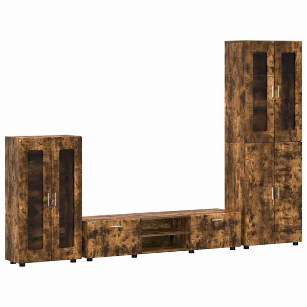 vidaXL Zostava TV skriniek so z&aacute;suvkou Dymov&aacute; dub Kompozitn&eacute; drevo