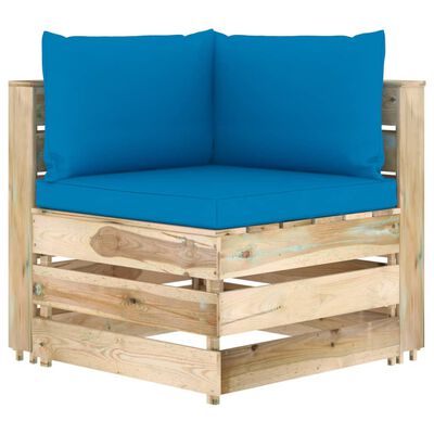 vidaXL 6-dielna záhradná sedacia súprava s podložkami zelené impregnované drevo
