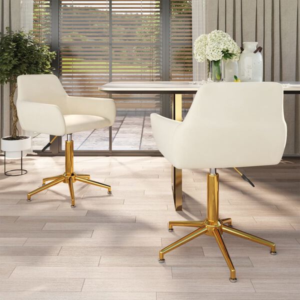 vidaXL Otočn&eacute; jed&aacute;lensk&eacute; stoličky 2 ks kr&eacute;mov&eacute; zamatov&eacute;