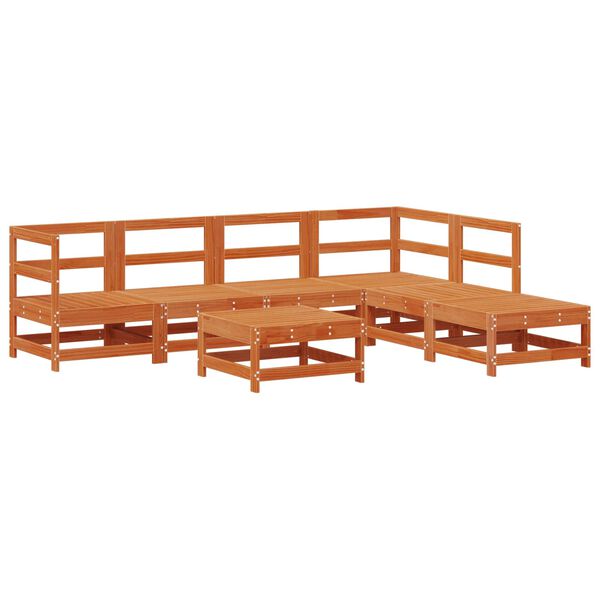vidaXL Z&aacute;hradn&yacute; lounge set 7 pcs Voskov&aacute; Hned&aacute; Mas&iacute;vna borovica