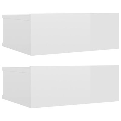 vidaXL Nástenné nočné stolíky 2ks lesklé biele 40x30x15 cm drevotrieska