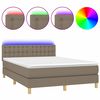 vidaXL Posteľ boxsping s matracom a LED sivohned&aacute; 140x190 cm l&aacute;tka