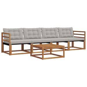 vidaXL Z&aacute;hradn&aacute; s&uacute;prava gaučov s vank&uacute;&scaron;om 5 pcs Pr&iacute;rodn&aacute; a svetlosiv&aacute;