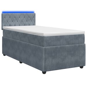 vidaXL Posteľ s boxspringom a matracom a LED Tmavosiv&aacute; 90 x 190 cm