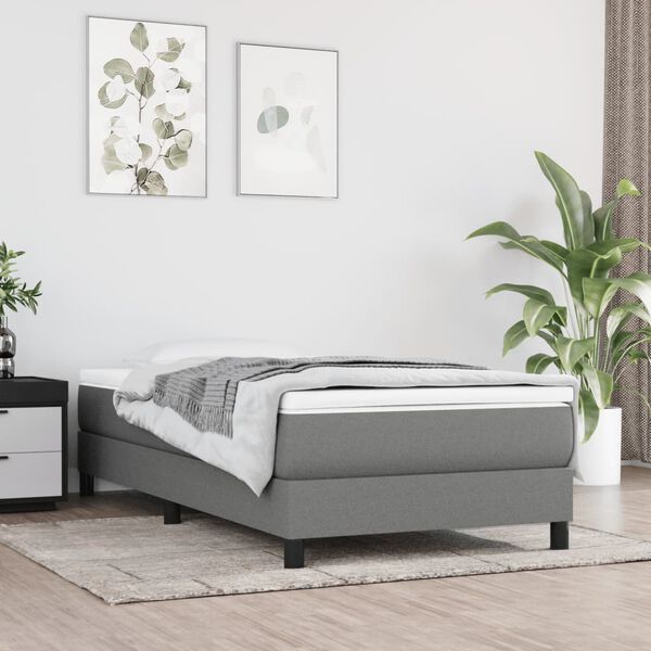vidaXL Boxspring posteľ s matracom tmavosivá 90x190 cm látka