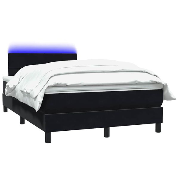 vidaXL Posteľn&yacute; r&aacute;m boxspring s matracom a LED čierny 120x210 cm zamat