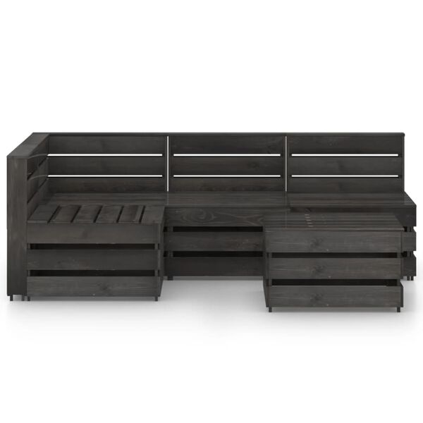 vidaXL 5-dielna z&aacute;hradn&aacute; sedacia s&uacute;prava siv&aacute; impregnovan&aacute; borovica