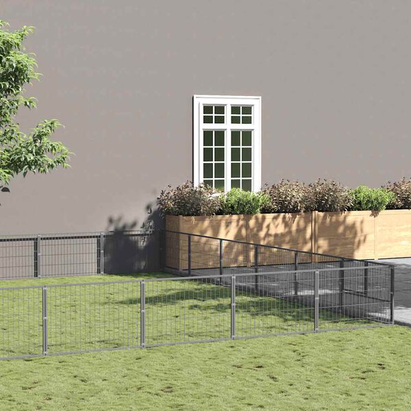 vidaXL Koterec pre psov strieborn&yacute; 60 m&sup2; oceľ