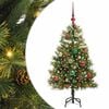 vidaXL Umel&yacute; vianočn&yacute; stromček s pni&scaron;kami Zelen&aacute; 120 cm PVC a PE a kov