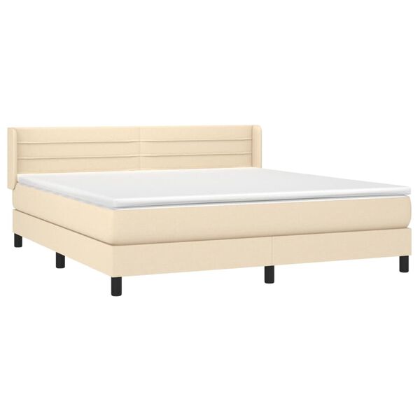 vidaXL Posteľn&yacute; r&aacute;m boxspring s matracom kr&eacute;mov&yacute; 160x200 cm l&aacute;tka