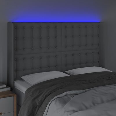 vidaXL Čelo postele s LED bledosivé 147x16x118/128 cm látka