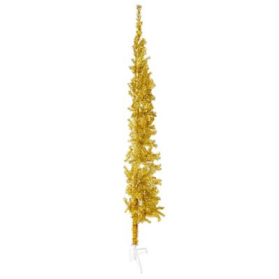 vidaXL Umelý vianočný polovičný stromček s podstavcom zlatý 210 cm