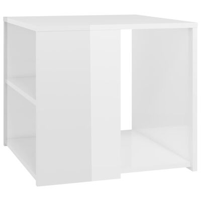 vidaXL Príručný stolík lesklý biely 50x50x45 cm drevotrieska