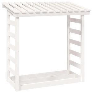 vidaXL Stojan na palivov&eacute; drevo biely 108x64,5x110 cm mas&iacute;vna borovica