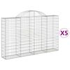 vidaXL Obl&uacute;kov&eacute; gabionov&eacute; ko&scaron;e 5 ks 200x30x120/140 cm pozink. železo